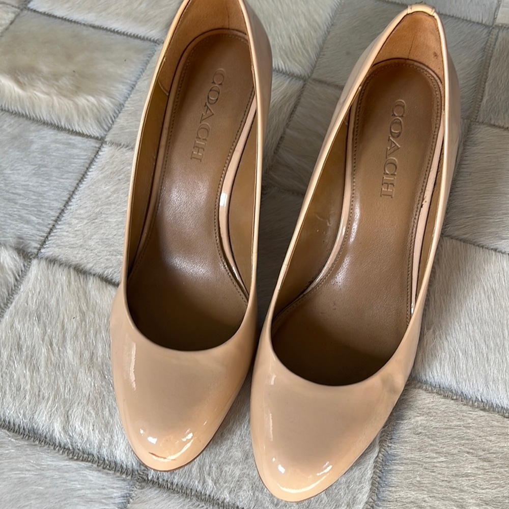 Coach nude patent wedges